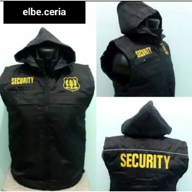 VEST ROMPI SECURITY HITAM VEST ROMPI PRIA BERTUDUNG VEST ROMPI WATERPROOF WINDPROOF