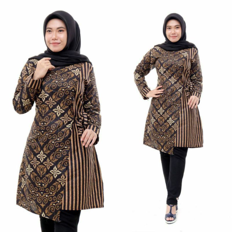tey-17 Batik Wanita ASJ SA HRB026 Kenogo Kemeja Tosca Pendek-Model 4