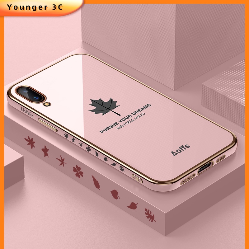 Soft Case Motif Daun Maple Dengan Lanyard Untuk VIVO 11i V15 V20 V21 Y65 Y70S Y97