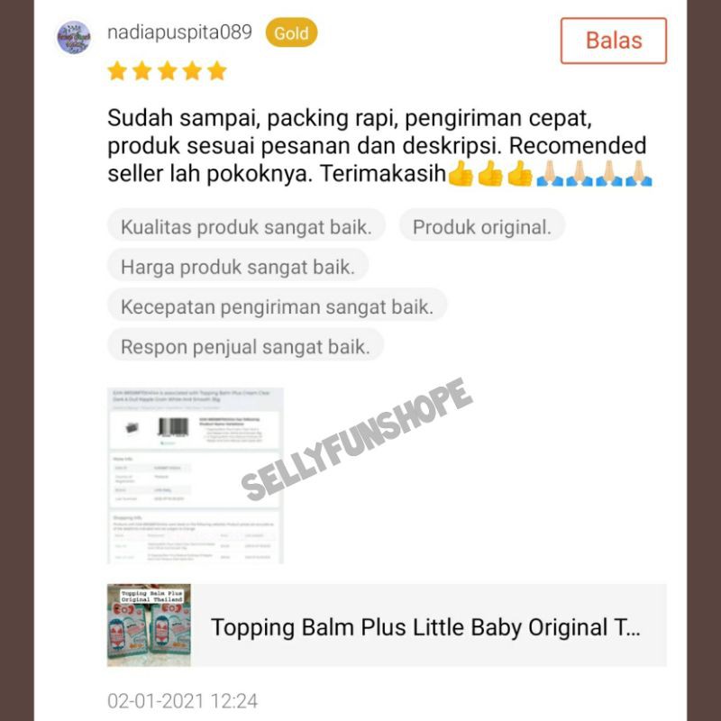 Topping Balm Plus Thailand Nature Pemutih Selangkangan Hitam Strechmark Ibu Hamil Ketiak dan Bokong