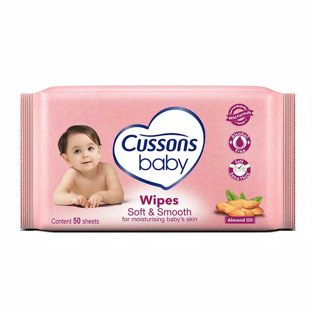 CUSSONS BABY WIPES TISU BASAH SOFT SMOOTH 50+50