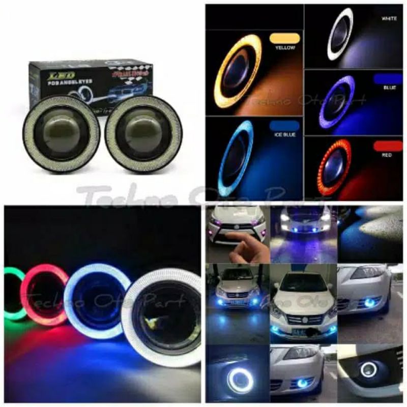 FOGLAMP ANGEL AYES UNIVERSAL 89MM 1SET KANAN KIRI / LAMPU KABUT LAMPU SOROT BEMPER /variasi lampu mo