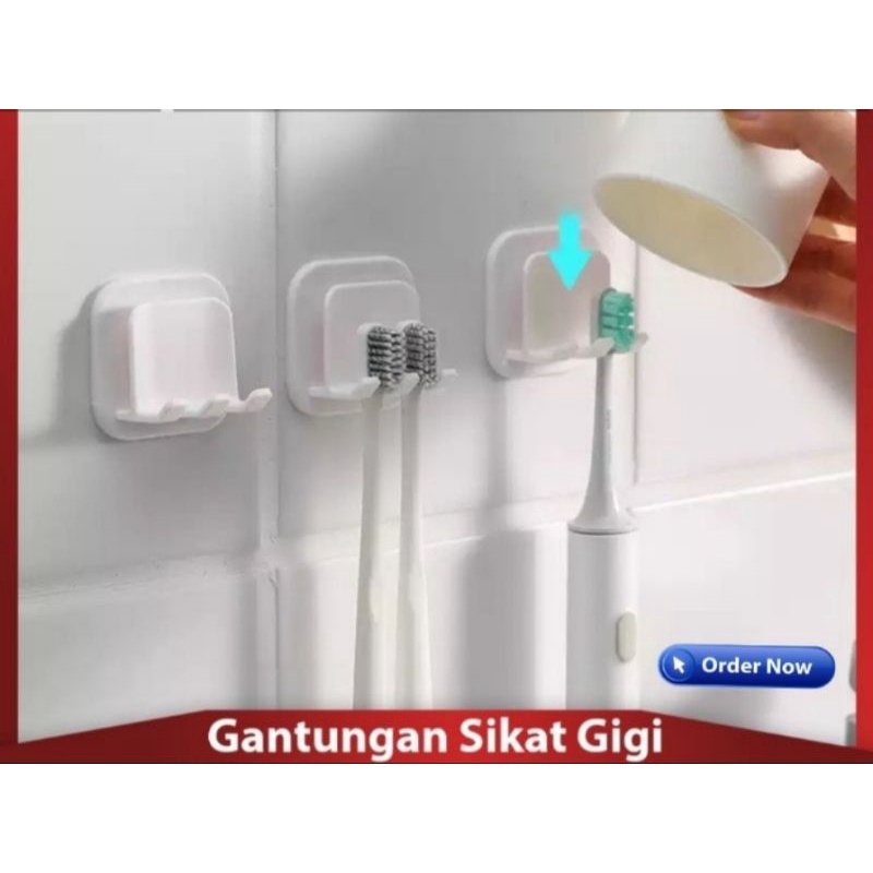 HOOK / GANTUNGAN SIKAT GIGI KUAT PRAKTIS MINIMALIS / TEMPEL DINDING MINIMALIS / TEMPEL DINDING 2 IN 1