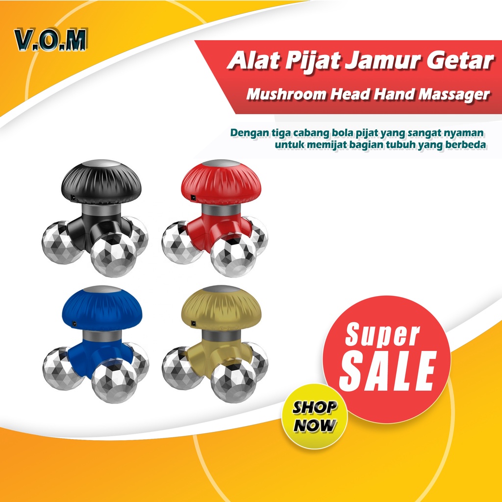 Alat Pijat Jamur Getar - Mushroom Head Hand Massager Pijat Kaki Leher 0713