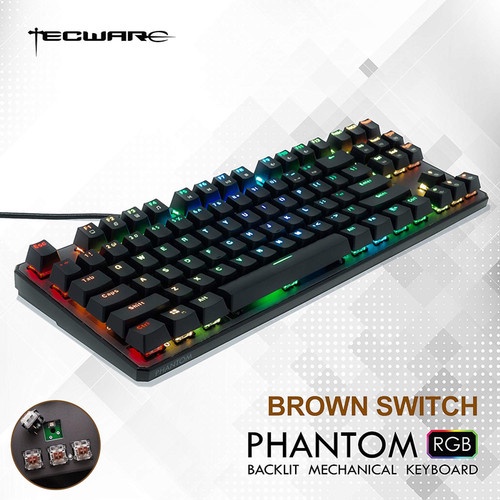 Tecware Phantom 87 Keys - Backlit Mechanical Ten Key Less Keyboard