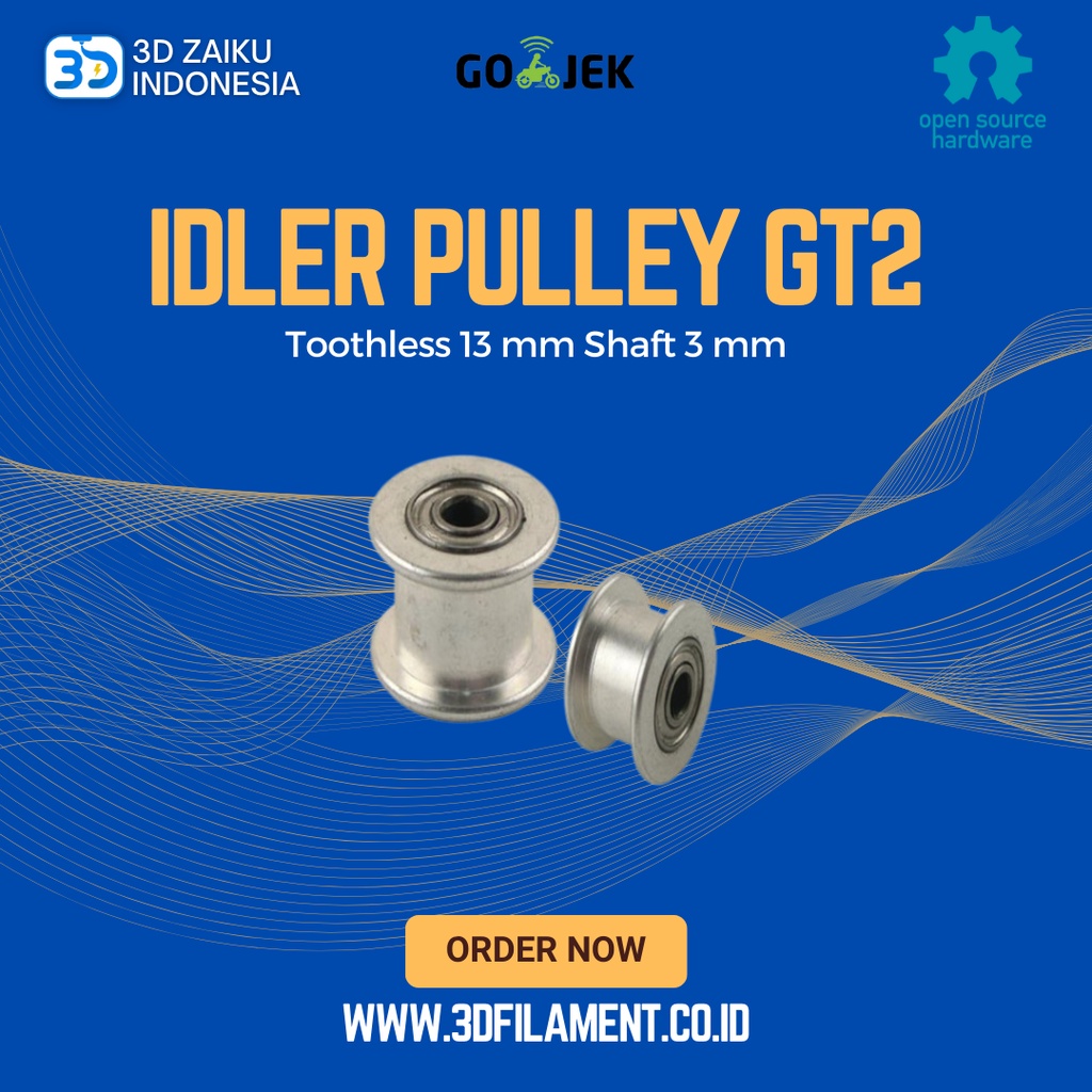 Reprap 3D Printer Idler pulley GT2 Toothless 13 mm Shaft 3 mm