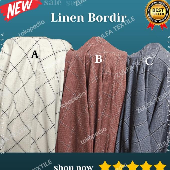 Kain Bahan Linen Motif Flanel Kotak. Katun Linen Import Meteran