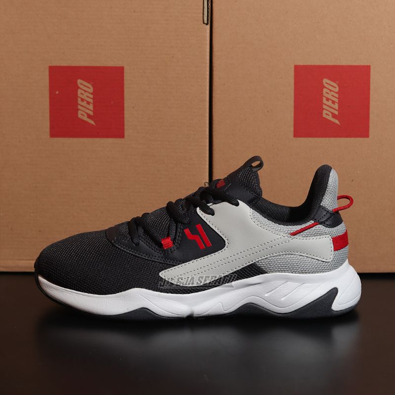 Piero Sepatu Sneakers Cruzer - Asphalt Black/Light Grey/White