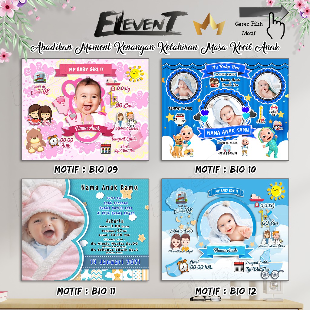 Miliki Softfile Biodata Bayi Data Kelahiran Anak Harga Terjangkau Banyak Pilihan 182 Motif Unik Tinggal Cetak Sendiri Desain/Setting Foto Baby ubah wajah / muka Pajangan Walldecor Pigura Happy Birthday Ultah Ulang Tahun Ucapan Tasyakuran Aqiqah Murah