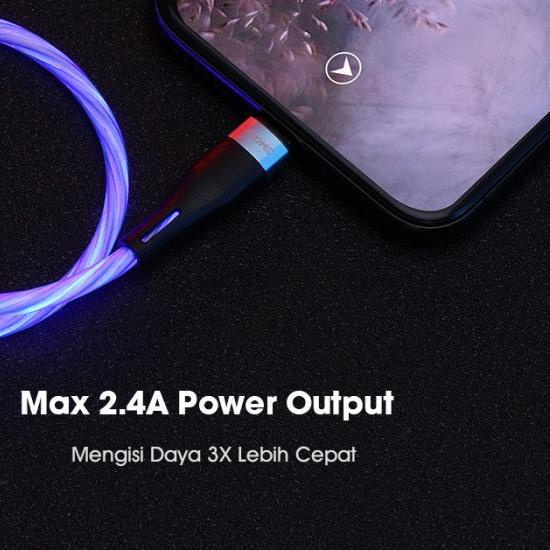 ✬ ACOME Kabel Data Fast Charging 2.4A Glowing LED Light Effect ARM010 - Micro USB ✫