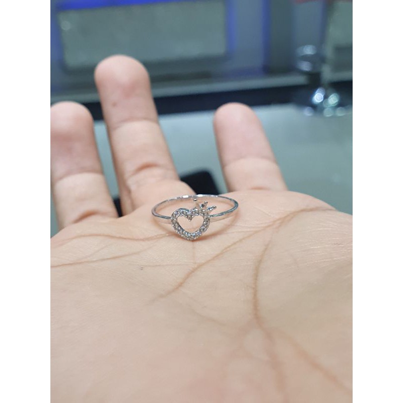 cincin emas 750 putih love mahkota