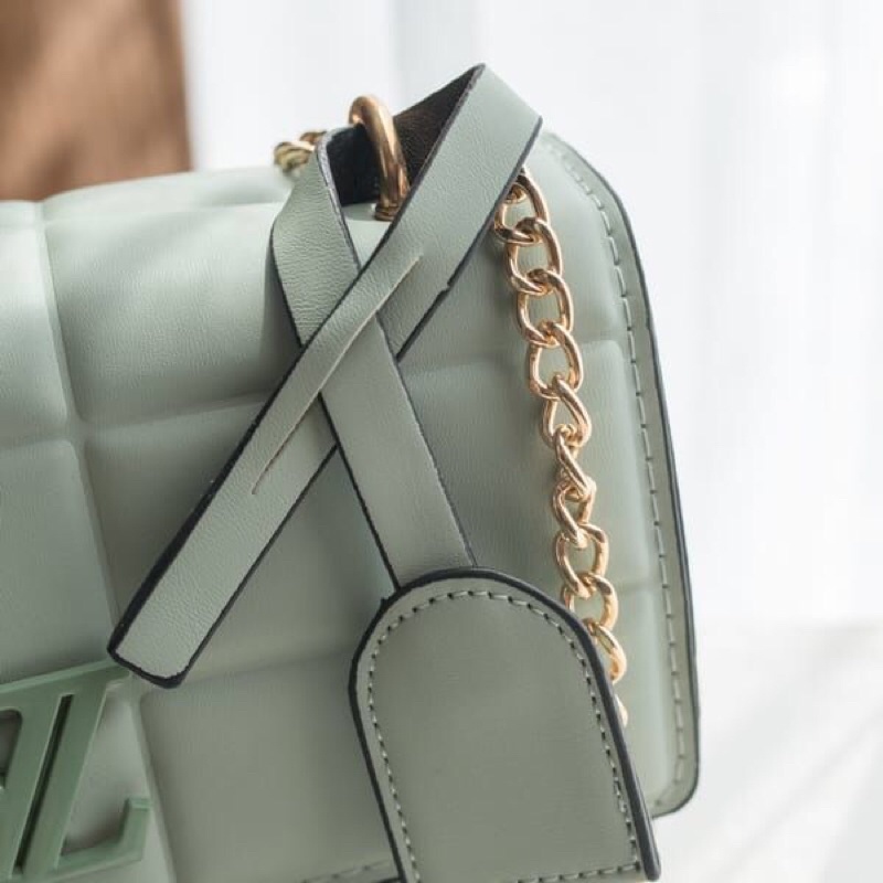 SG7544 syafniegalery tas tali rantai import motif kotak