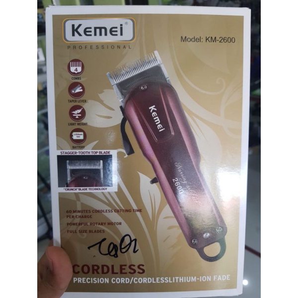 Ready Besar Rechargeable Alat cukur rambut Cas Kliper Cas casan Clipper Alat Cukur Kemei 2600