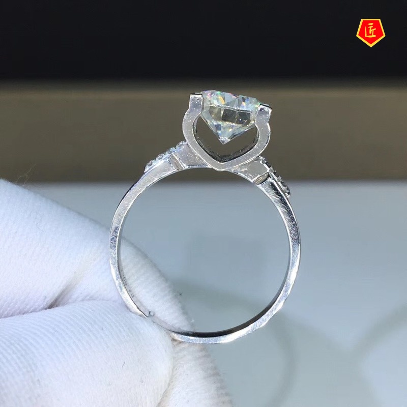 [Ready Stock]Pt950 Platinum Moissanite Open Ring Simple Elegant