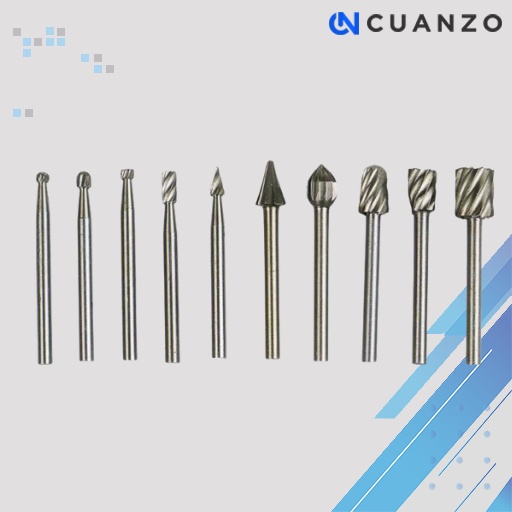 Mata Bor Tungsten Carbide Cone Spiral Bits 10 PCS / Mata Bor Pelubang Lubang Pelobang Lobang Pahat Pemahat Pengukir Ukir Pahat Kayu Engsel Bobok Kecil Mini Grinder Untuk Bor Ukir Panjang 1 Set Stainless Stainlis  Murah / Pembuat Lubang Kayu Murah Original