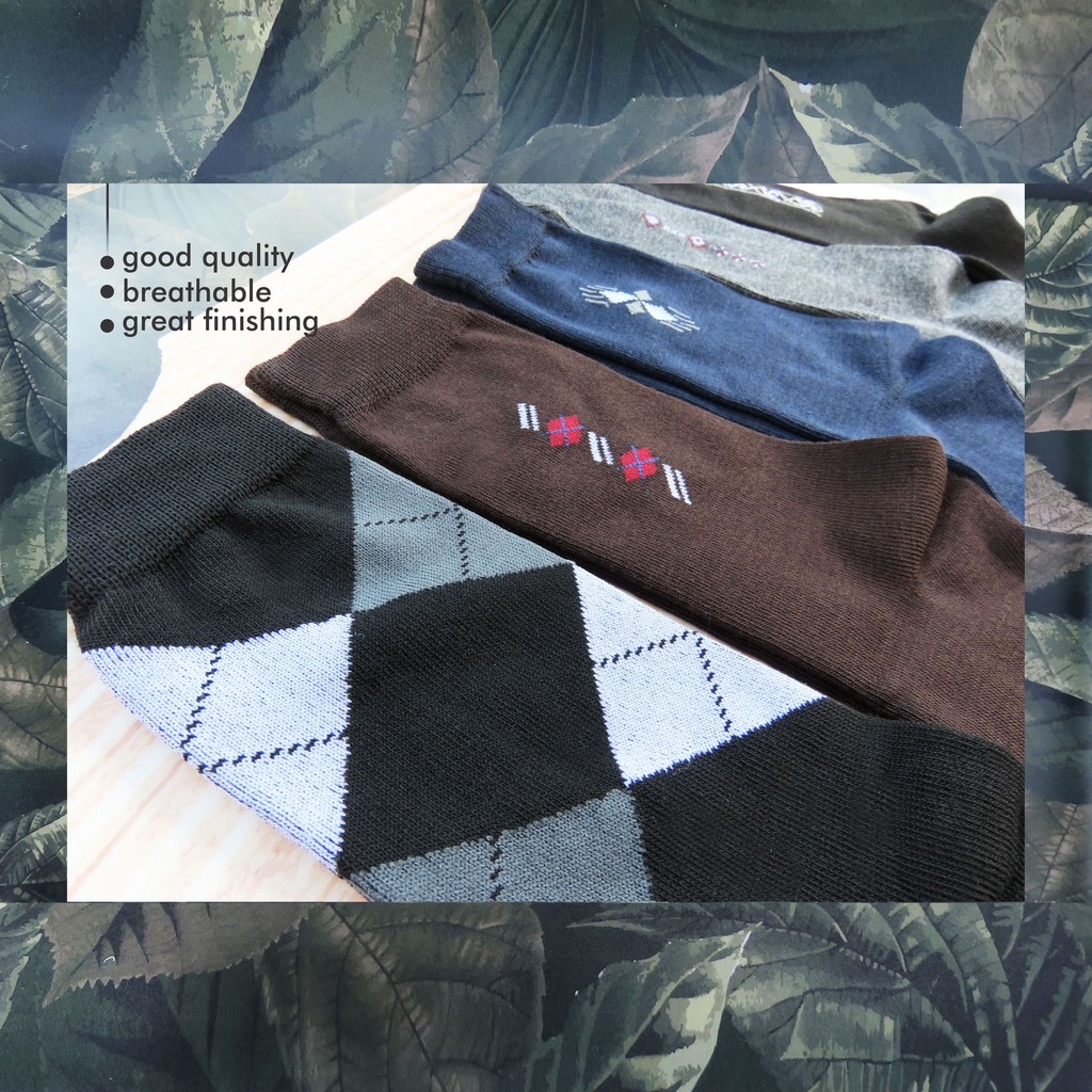 Kaboss Kaos Kaki Pria Dewasa Murah / Mansock / Kantor Formal Uk. 3/4 &amp; Sebetis Premium MIX 12 Pasang