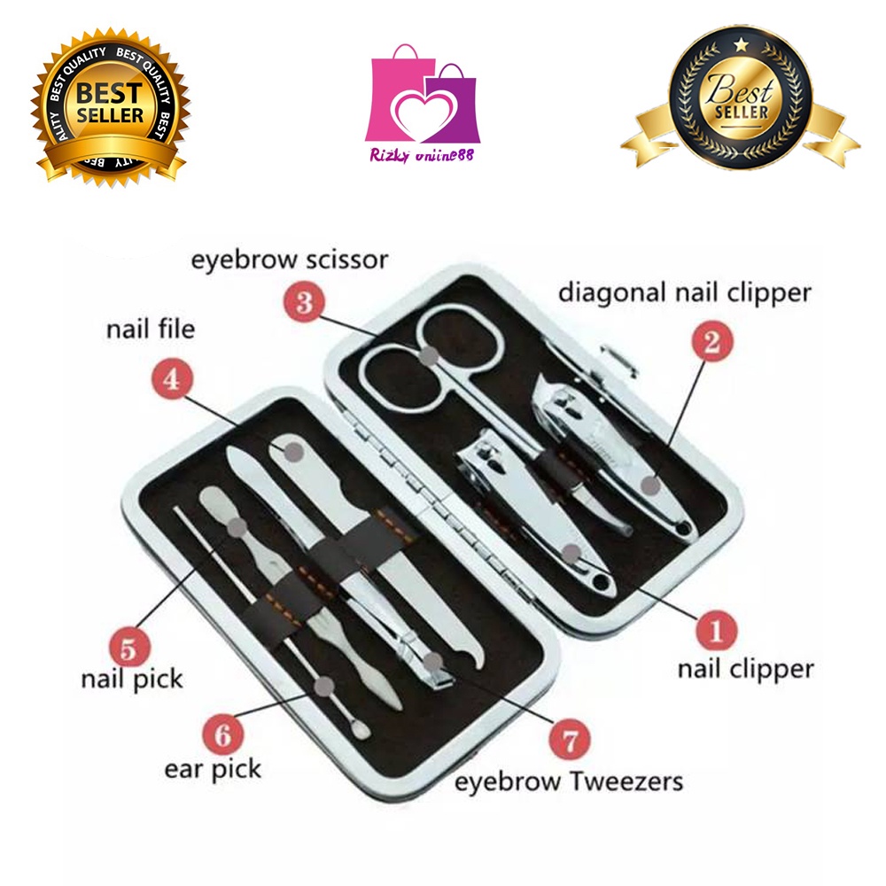 rizkyonline88 manicure pedicure set 7IN1 dompet karakter gunting kuku set