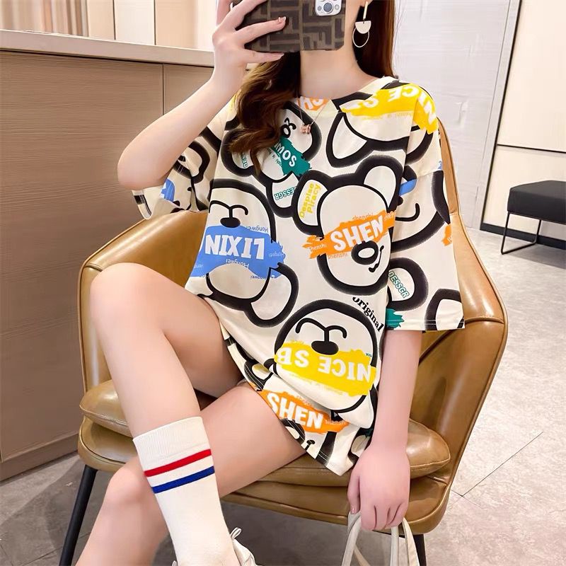 THISTLE - Oversize Tee Tshirt Wanita Model Longgar Motif Bear What Full Print