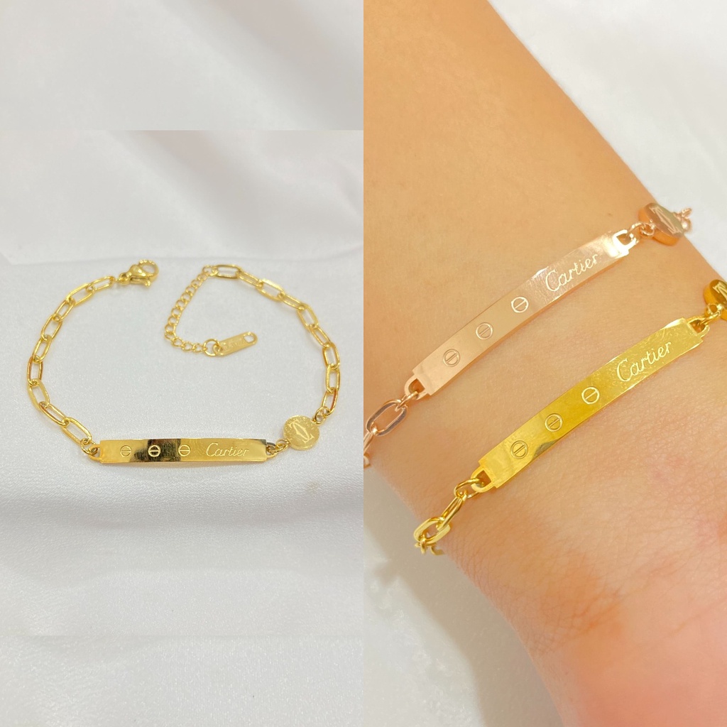 Gelang Plat Titanium Anti Karat Embos Aksesoris Fashion Korean Style