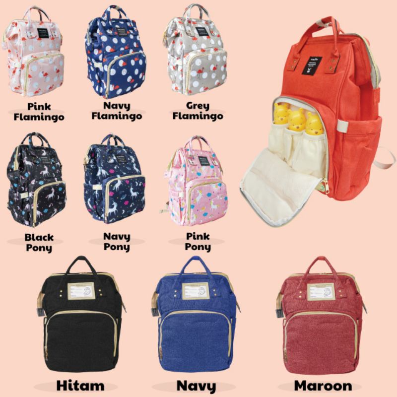 diaper bag POLOS TAS RANSEL DIAPERS Tas Kasur Bayi Diaper Bag Multifungsi Anello CANVAS ANTI AIR