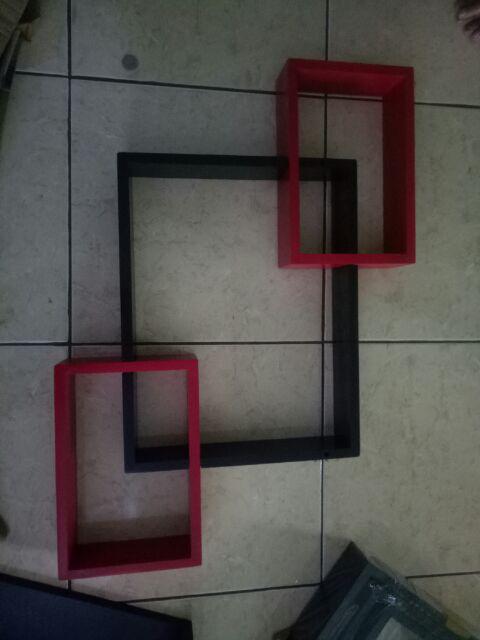 Rak Dinding Kotak Persegi 3 Pcs [ 30 Cm 25 Cm 20 Cm]