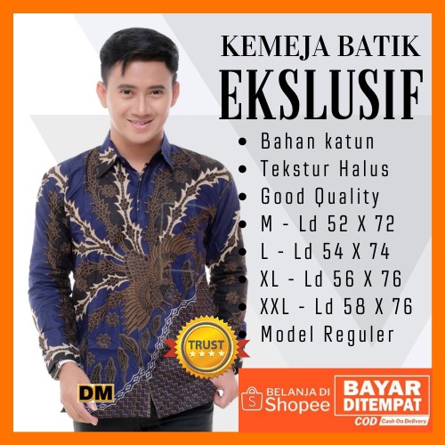 Premium Batik HRB026 kenongo Kemeja batik Pria Lengan Panjang Ori Batik Pekalongan M L XL XXL batik pria MURAH