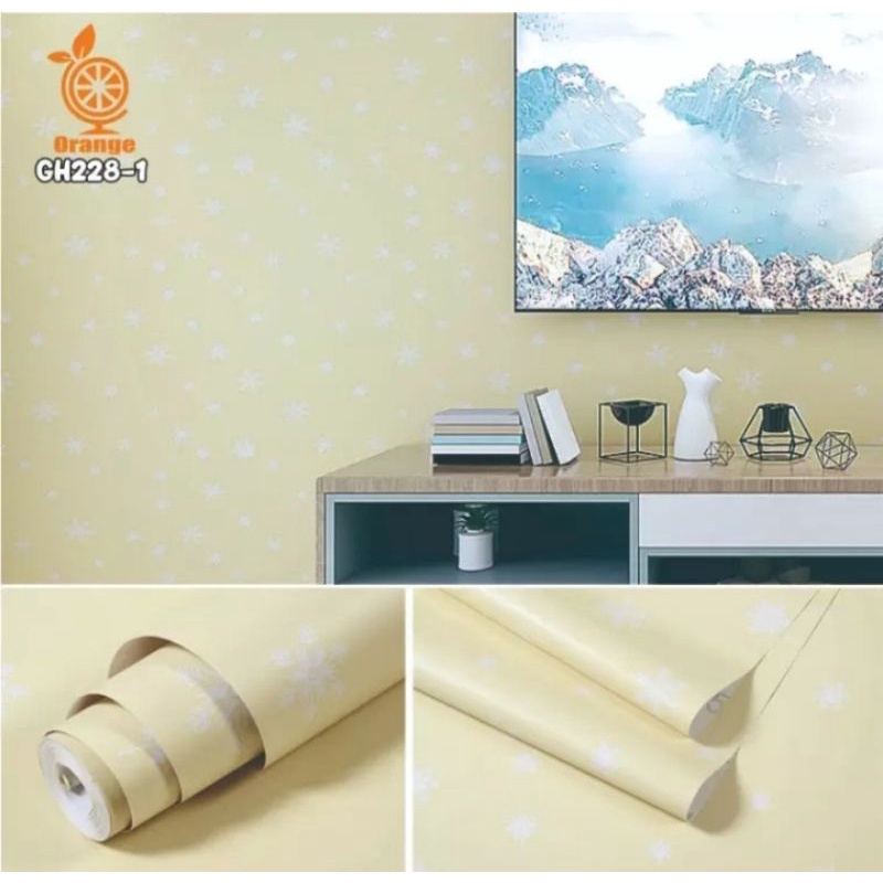 Wallpaper dinding embos kuning  gh228-1 45cmx10m wallpaper stiker wallsticker