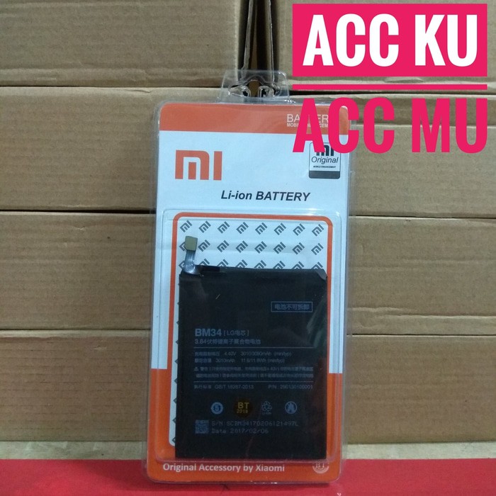 BATRE BATTERY BATERAI XIOMI Bm34 Bm-34 MI NOTE ORIGINAL