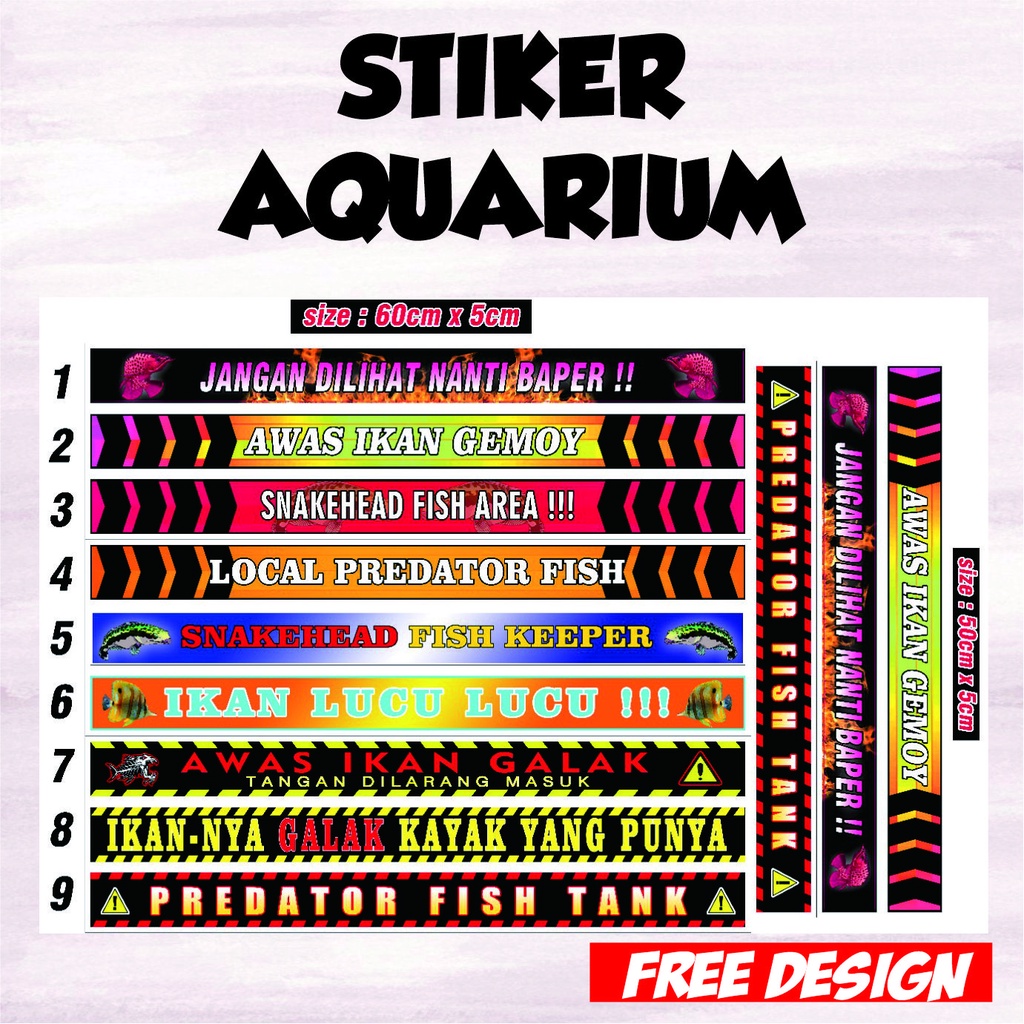 CETAK STIKER AQUARIUM  PREDATOR FISH MURAH MALANG