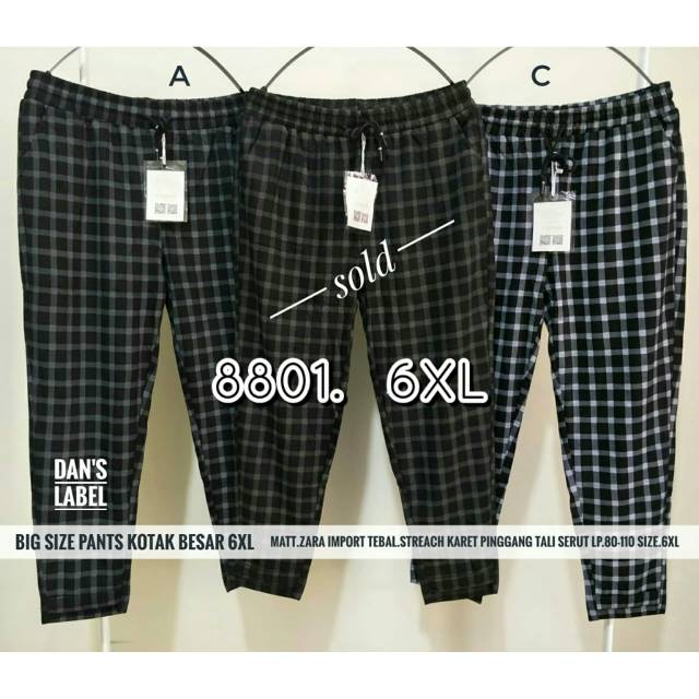 Celana bahan kain bigsize jumbo size 6XL motif salur