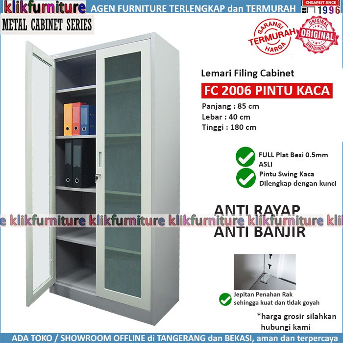 Lemari Arsip Filing Cabinet Besi Pintu Swing Kaca Fc 2006 Shopee Indonesia