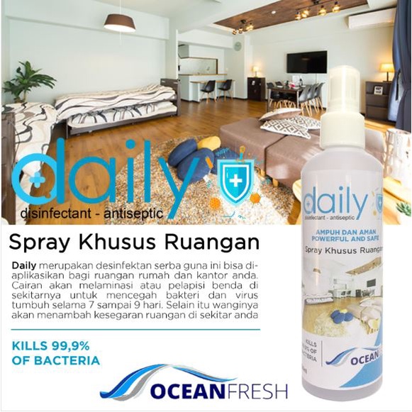 DAILY DISINFEKTAN ANTISEPTIC SPRAY 250ml KHUSUS UNTUK RUANGAN