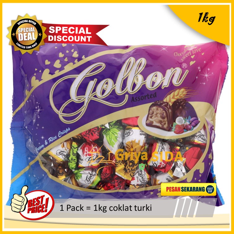 Coklat turki 1kg premium Golbon Assorted Chocolate Cream &amp; Rice Crisps 1kg