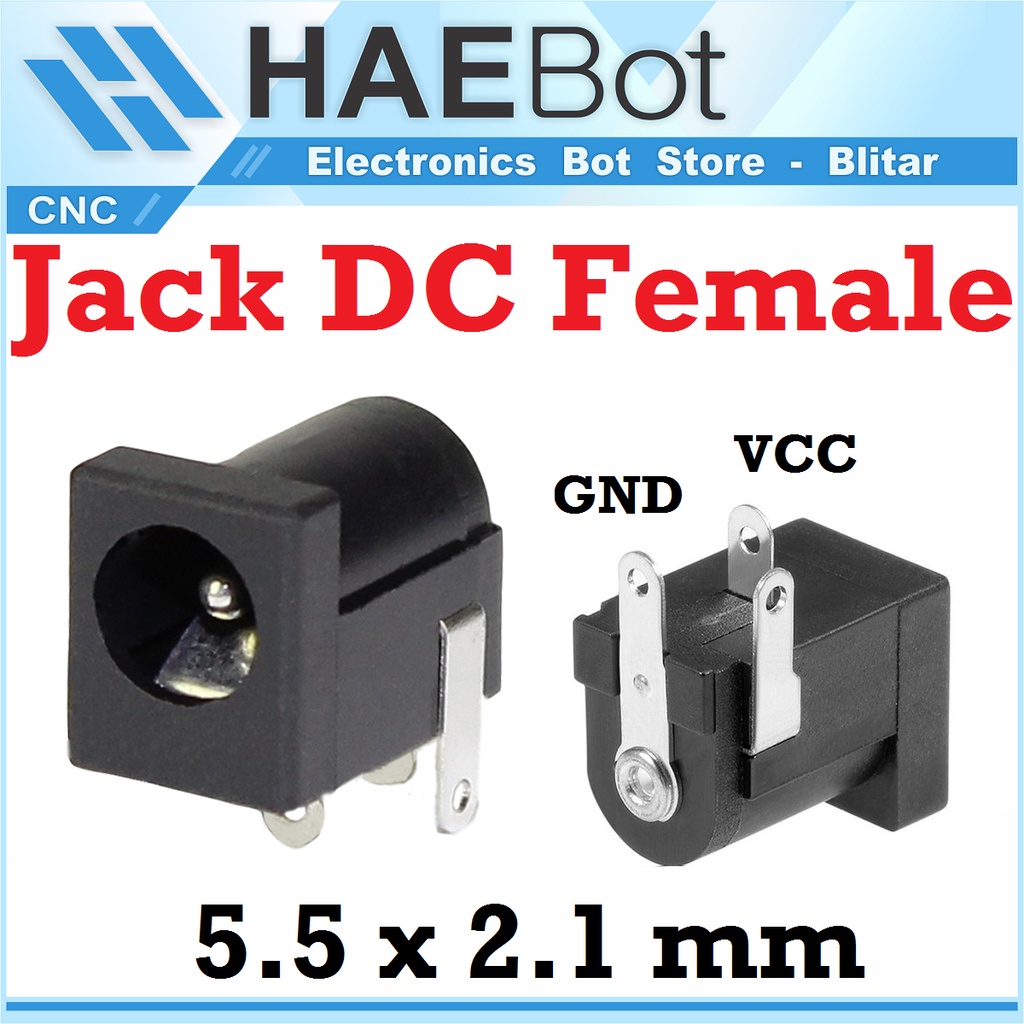 [HAEBOT] DC Jack Female 5.5 mm 2.1 mm Power Duduk Mini PCB Socket Penghubung Konektor Supply Slot Lubang