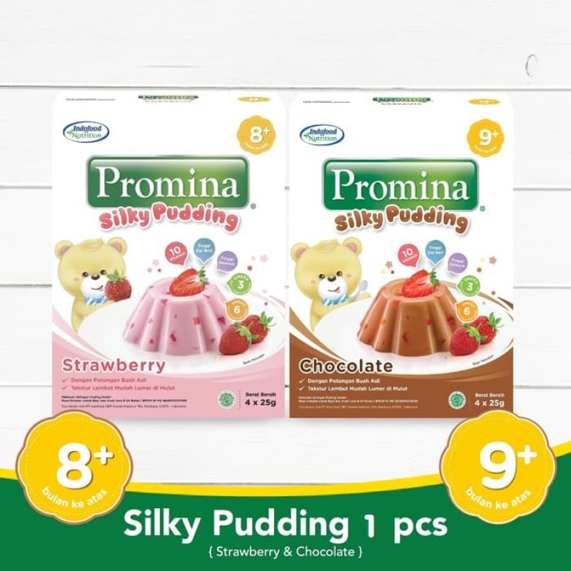 Promina Silky Pudding Coklat / Strawberry 100 gr Snack Pudding Bayi