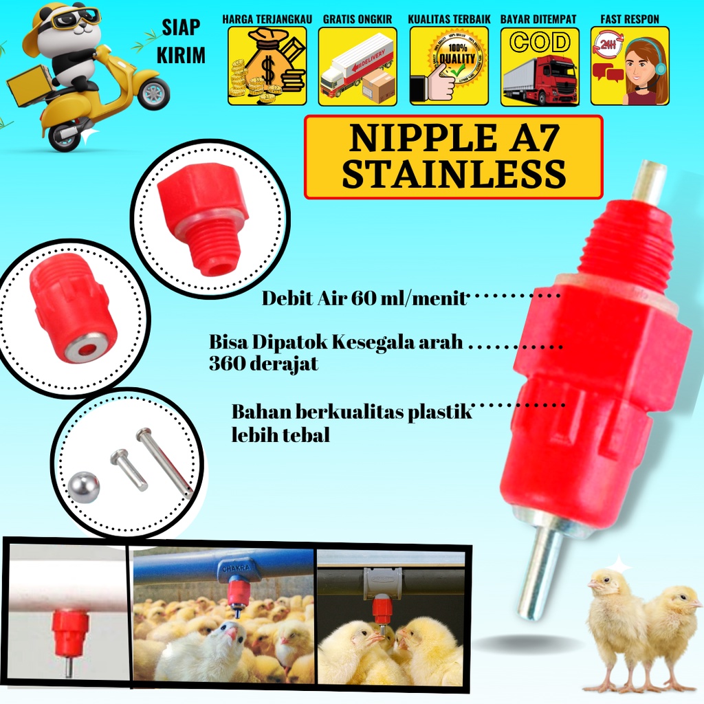 Alat Minum Ayam  Nepel Merah Nipple Nepel Nipel  A7 Peternakan Hewan Ternak AG ZONE