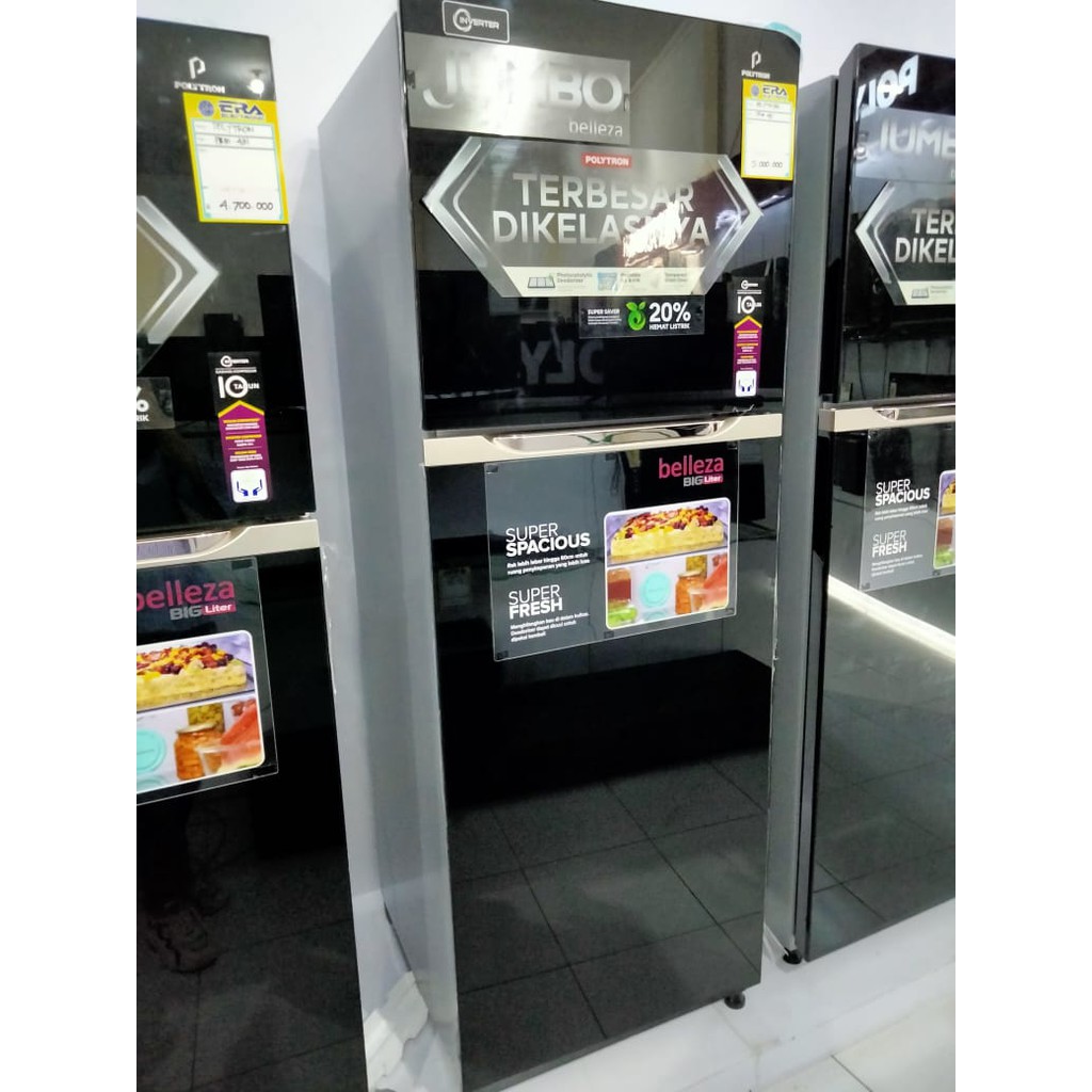 Kulkas Big Liter 2 pintu Polytron PRM 491 B INVENTER Glass Door Garansi Resmi Magelang