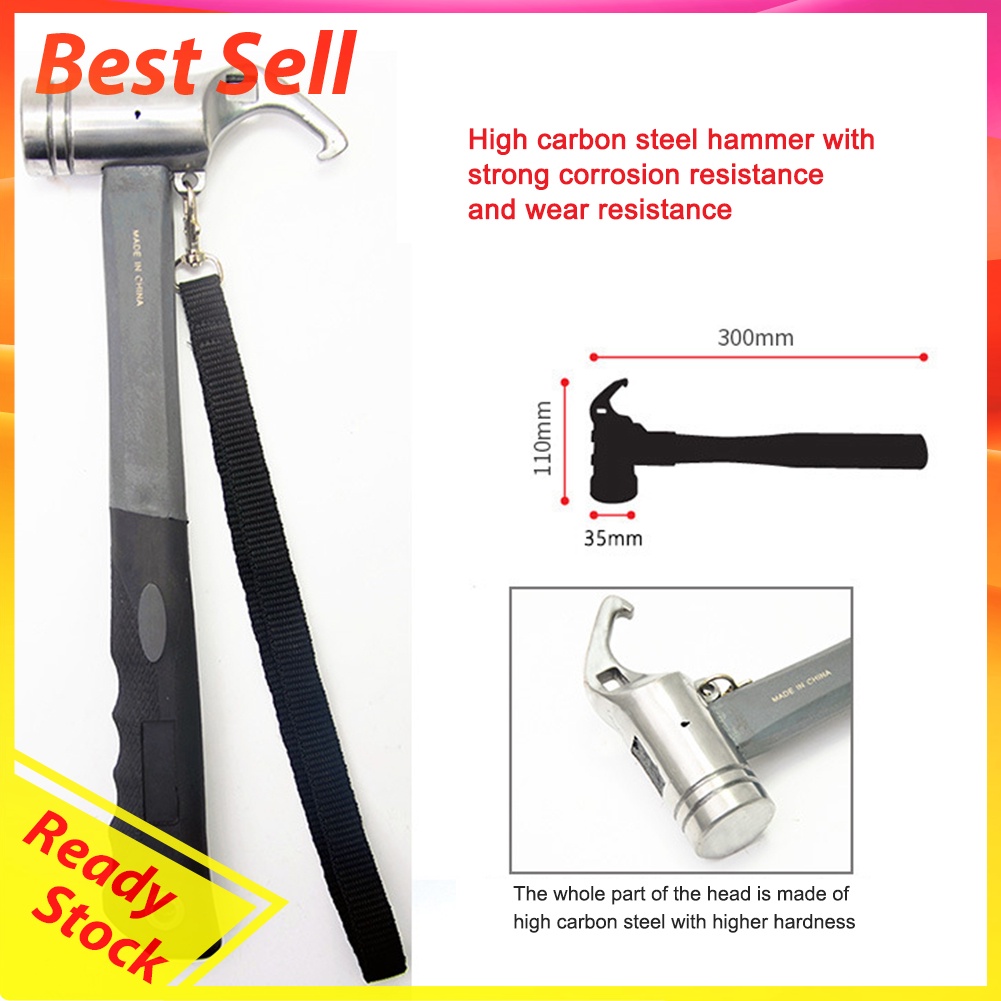 Outdoor Camping Tent Peg Hammer Multifunction Hiking Stakes Nail Puller