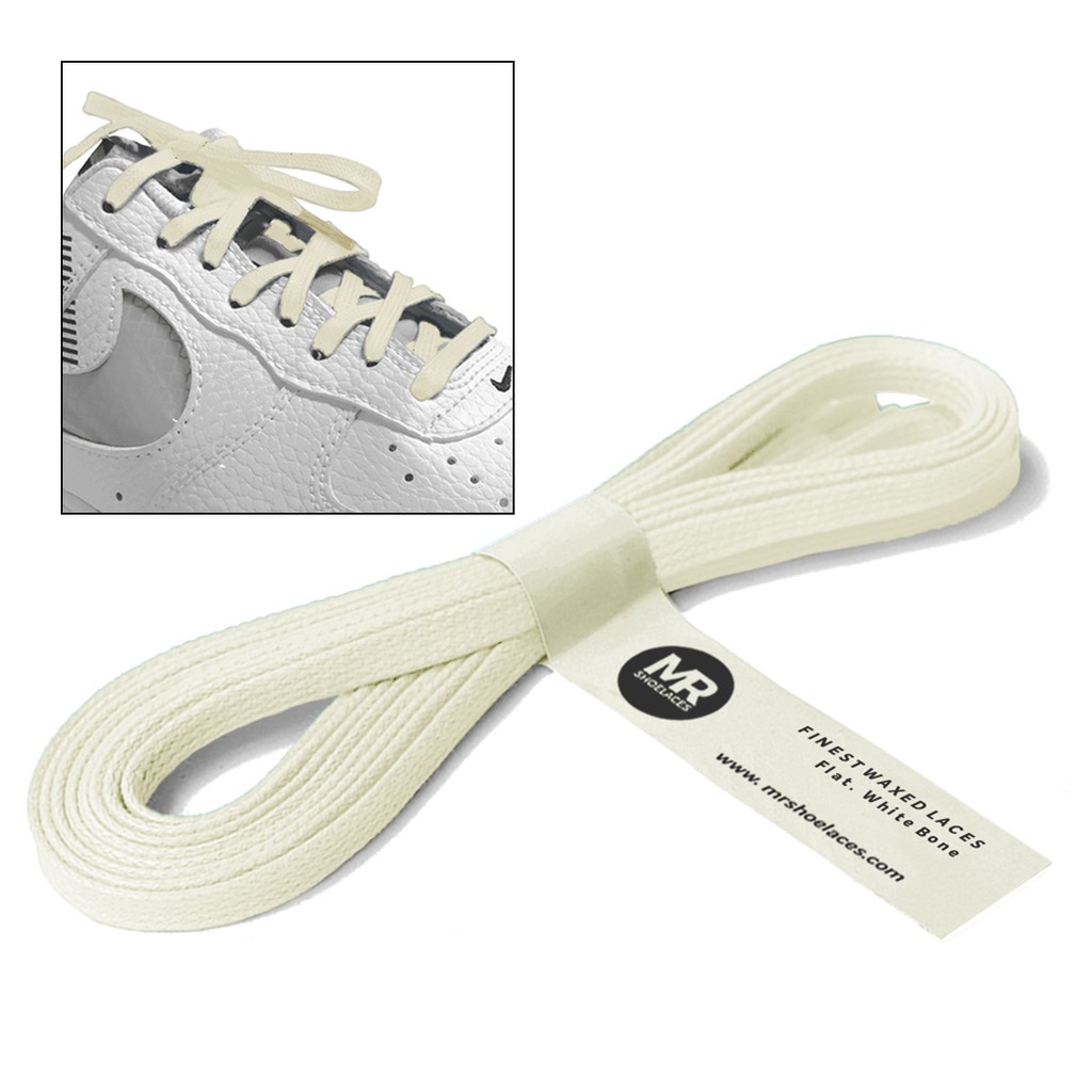 MR Shoelaces FA16 White Bone Tali Sepatu Lilin 5mm Gepeng Flat Pipih (Waxed Laces) 90cm 100cm 120cm 200cm - Premium Shoelace Tulang