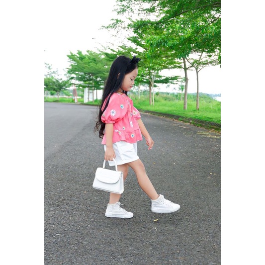 Ilona Top Atasan Anak Sabrina Atasan Anak Perempuan Kekinian Korea Style | Crop Top | Baju anak Perempuan Lengan Balon Lucu