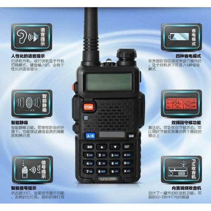 Taffware Walkie Talkie Dual Band 5W 128CH UHF+VHF - BF-UV-5R