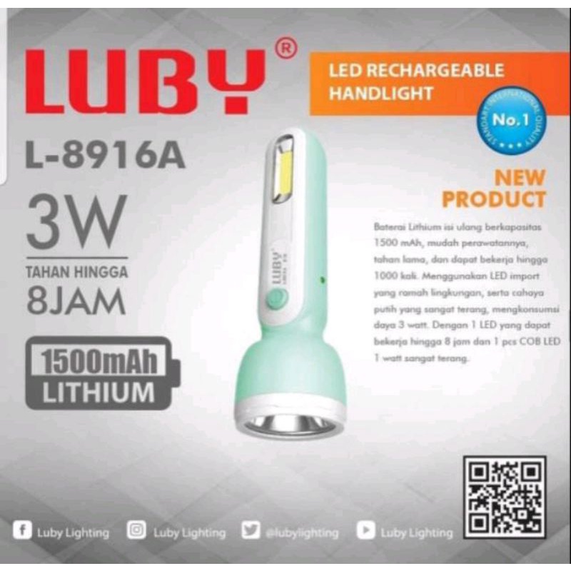 Senter  Cas / Lampu Senter / Senter Bagus / Senter Luby -8916A 3 Watt / Senter Terang Murah