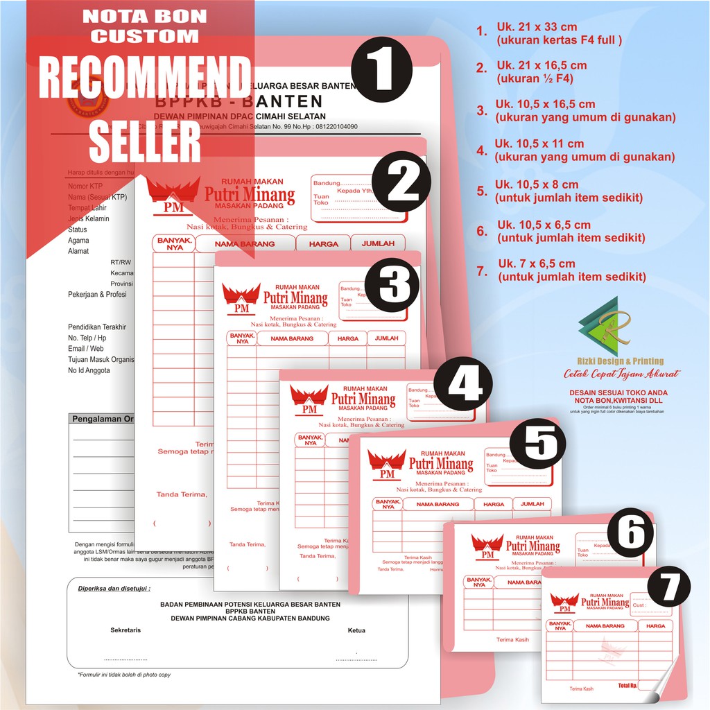 No4 Nota Bon Custom Uk105x11cm 50lembar