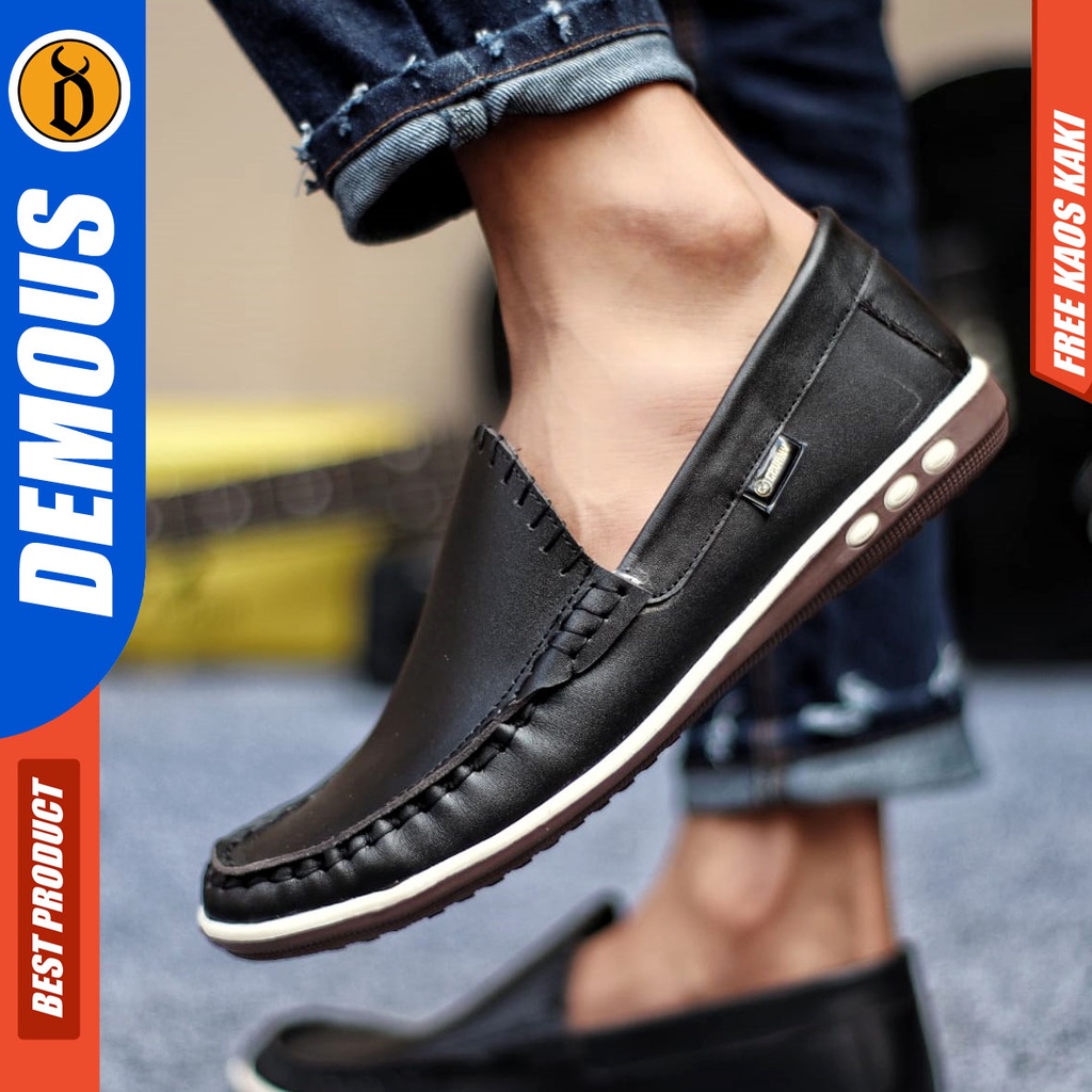 DEMOUS MYTH Sepatu Slip On Kasual Pria Kulit Asli