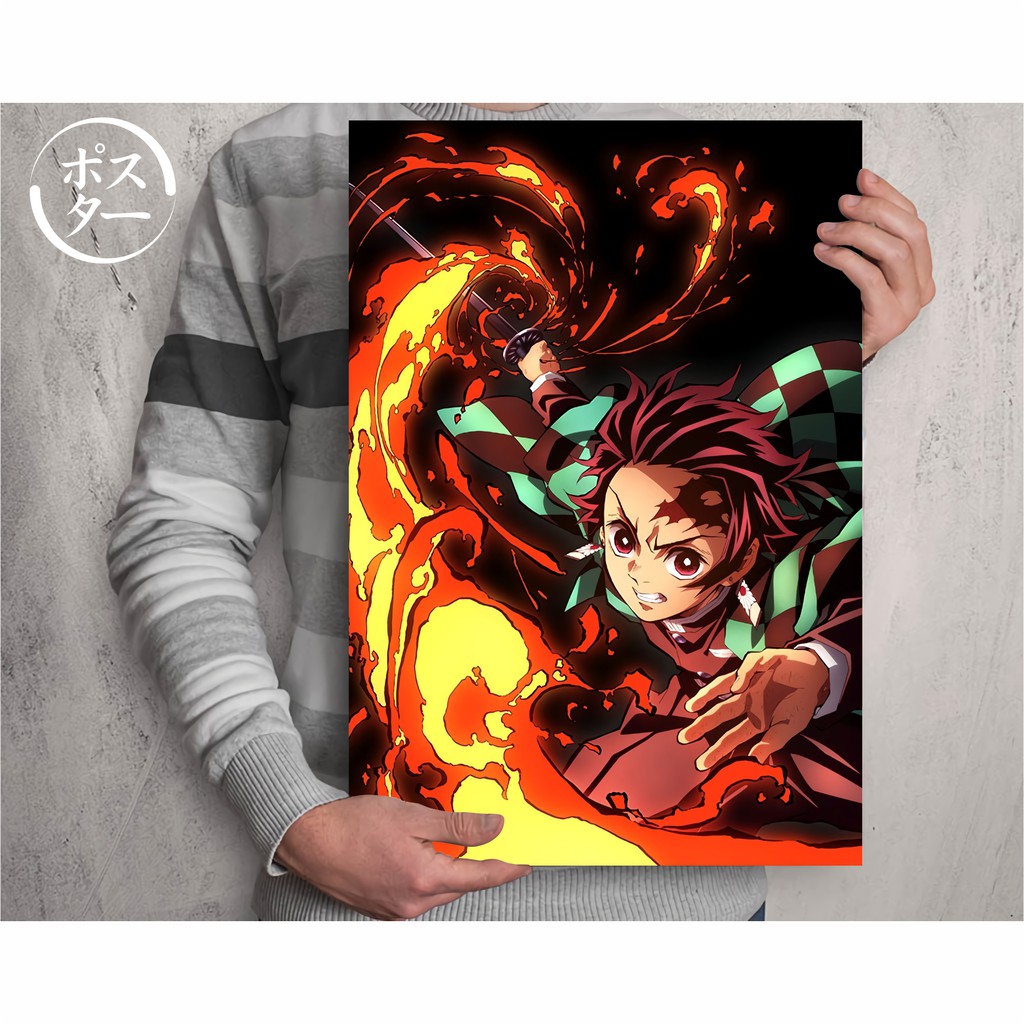 Koleksi Poster Anime Kimetsu no Yaiba - Demon Slayer B - Tanjiro Nezuko Zenitsu Inosuke - Size A3+-Tanjiro B