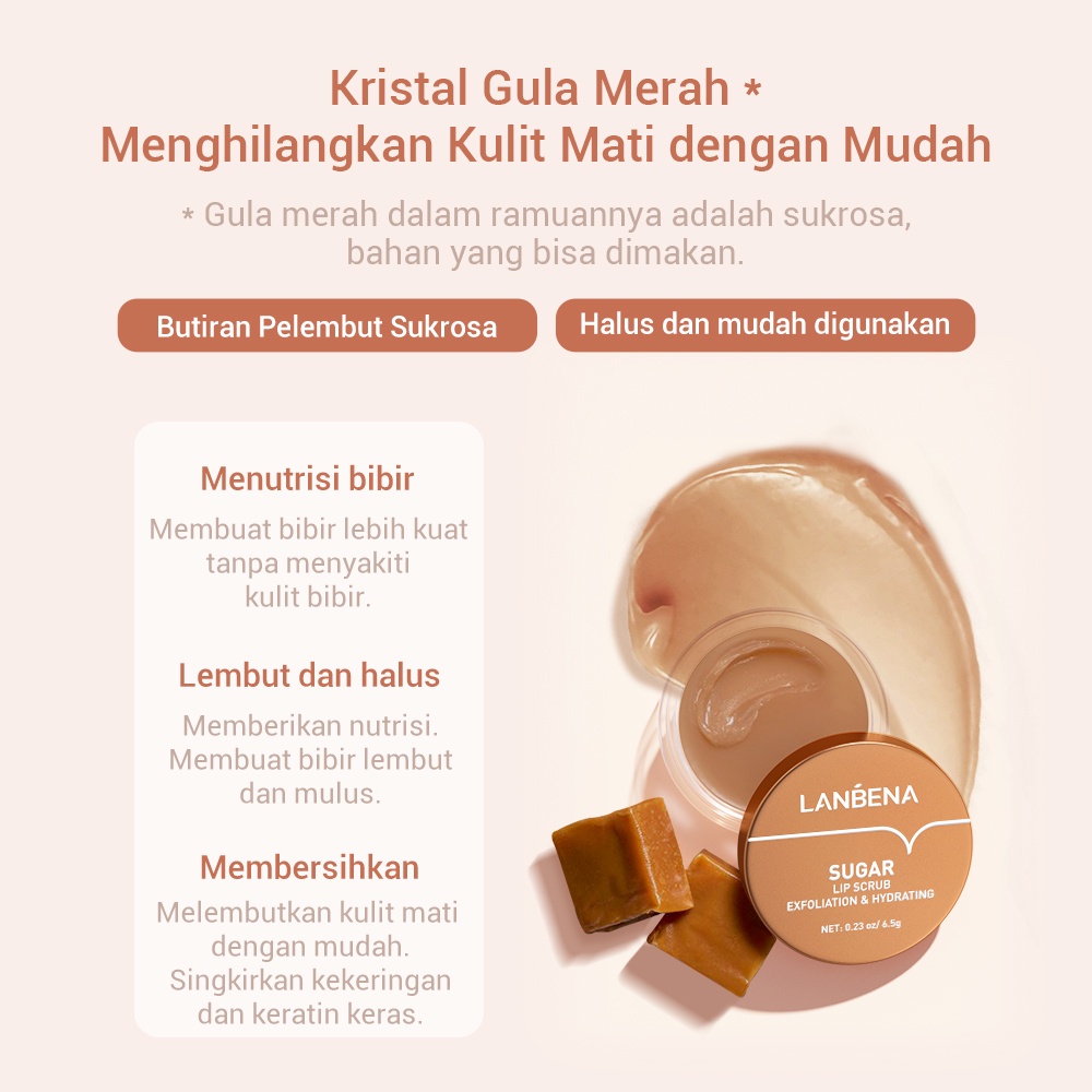 LANBENA Sugar Lip Mask Lip Balm - Melembabkan Sugar Lip Scrub Moisturizing Nourishing Exfoliating Smoothing Diminishing Lip