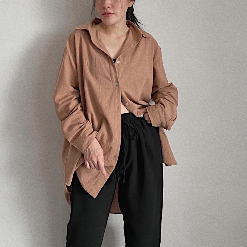 SIVALI Kemeja Oversize Linen Wanita 990 - Linen Shirt - Atasan Wanita Lengan Panjang