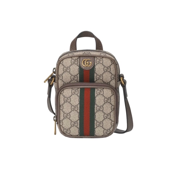 Gucci Ophidia GG Canvas Mini Bag Beige Ebony Brown