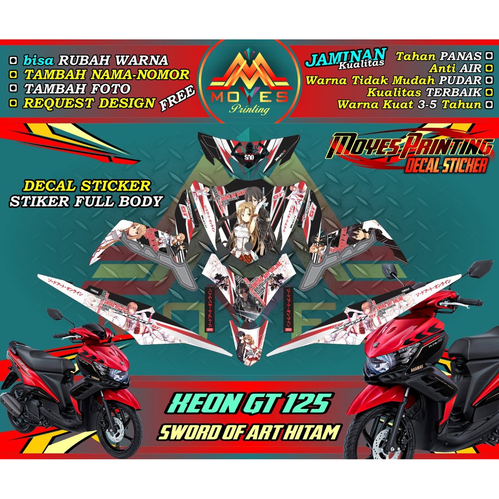 cod stiker motor xeon gt full body  decal stiker motor xeon gt 125 full body striping motor xeon gt