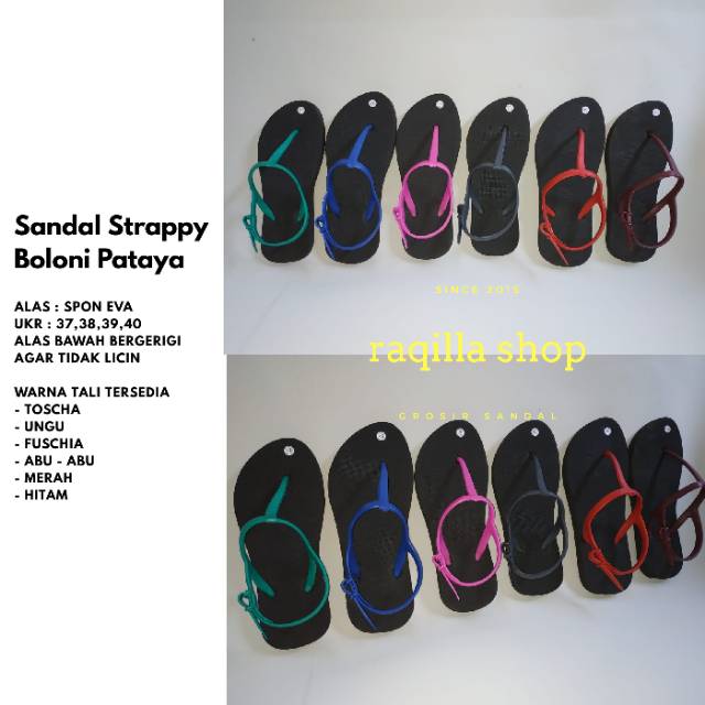 Sandal Strappy Boloni Pataya alas hitam / flipper termurah 1 kg muat 10 pcs